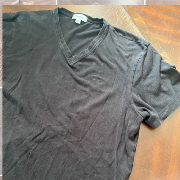 Calvin Klein Collection Charcoal V-Neck Men's Tee - Picture 2 of 6